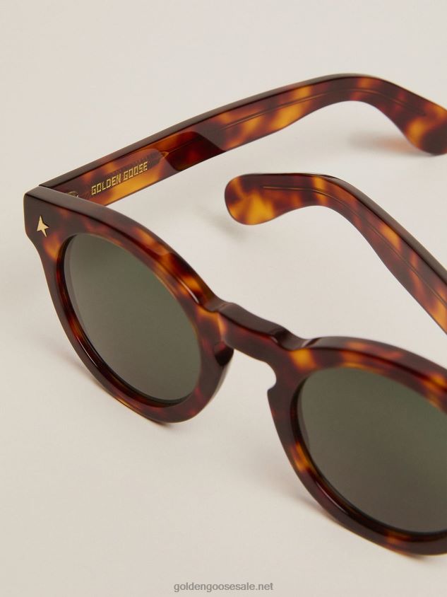 Sunframe Cameron Panthos style with Havana brown frame and gold details FN20N338 Men Golden Goose
