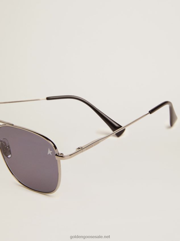 Sunframe Roger aviator style with black frame and black lenses FN20N341 Men Golden Goose