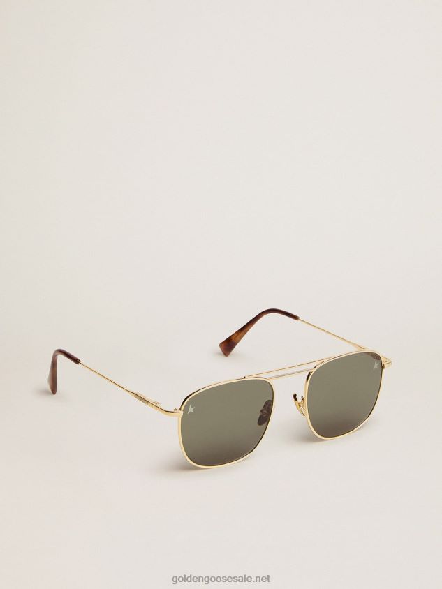 Sunframe Roger aviator style with golden frame and green lenses FN20N309 Men Golden Goose