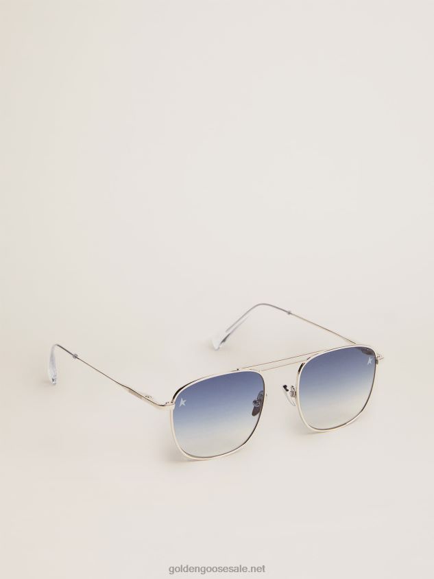 Sunframe Roger aviator style with silver frame and gradient blue lenses FN20N293 Men Golden Goose
