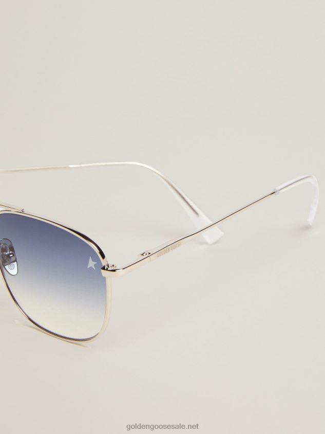 Sunframe Roger aviator style with silver frame and gradient blue lenses FN20N293 Men Golden Goose