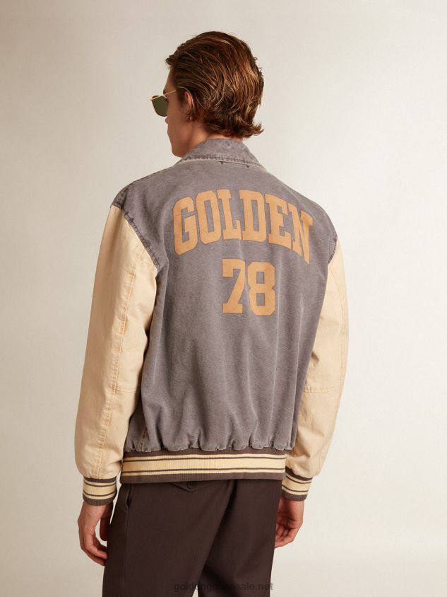 Bomber jacket in lilac-gray and marzipan-colored cotton FN20N809 Men Golden Goose