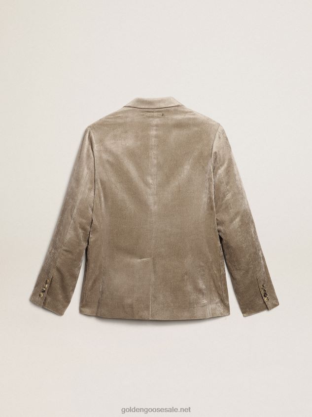 Boxy-fit single-breasted blazer in light beige cotton FN20N811 Men Golden Goose