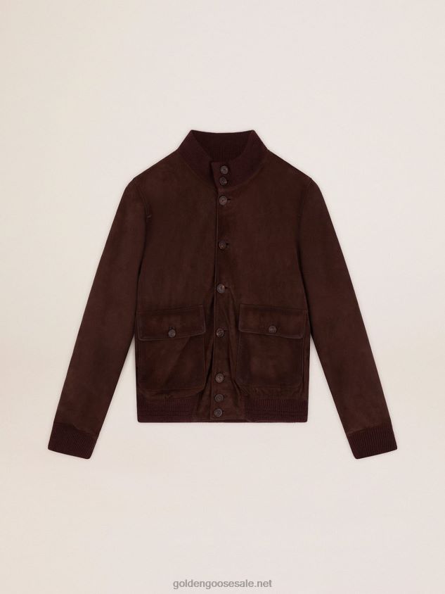 Collection flight jacket in dark brown suede FN20N827 Men Golden Goose
