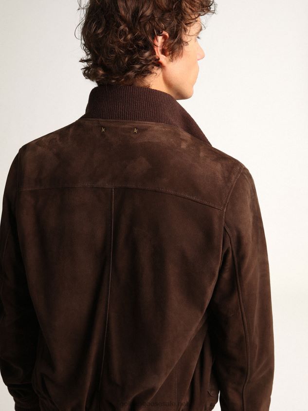 Collection flight jacket in dark brown suede FN20N827 Men Golden Goose