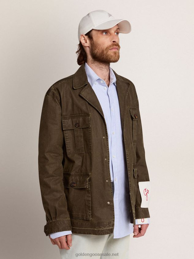 Collection safari jacket in military-green canvas FN20N768 Men Golden Goose