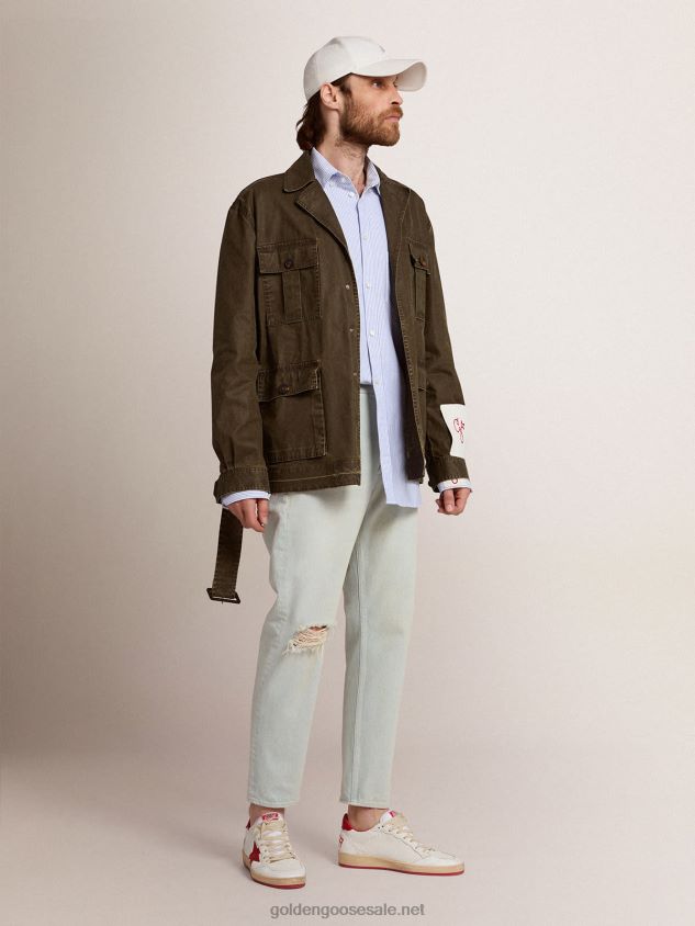 Collection safari jacket in military-green canvas FN20N768 Men Golden Goose