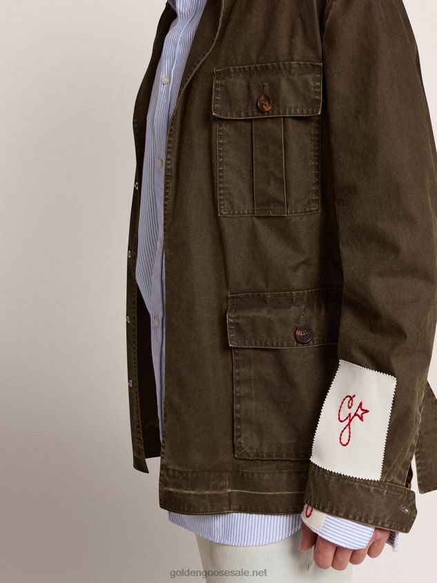 Collection safari jacket in military-green canvas FN20N768 Men Golden Goose