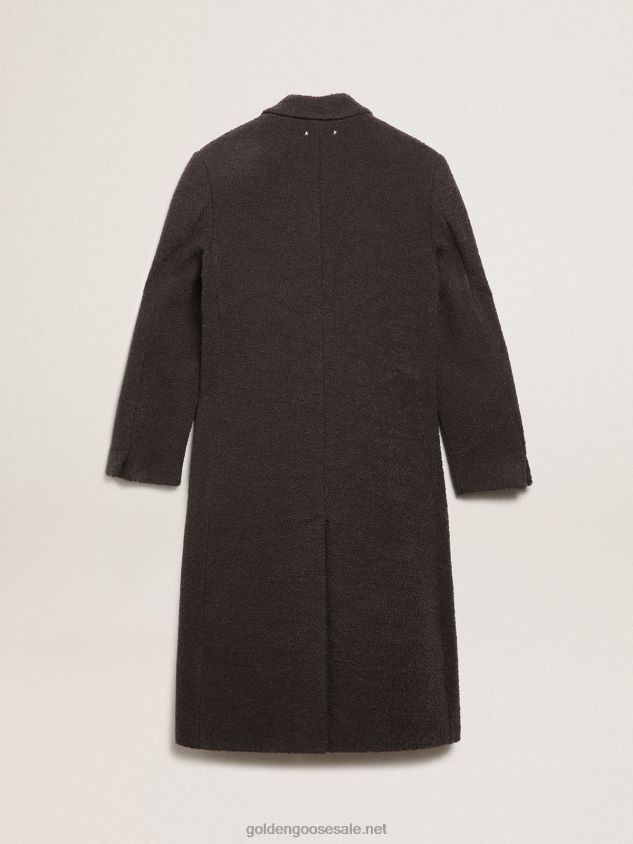 Journey Collection double-breasted coat in licorice-colored boucle wool FN20N741 Men Golden Goose