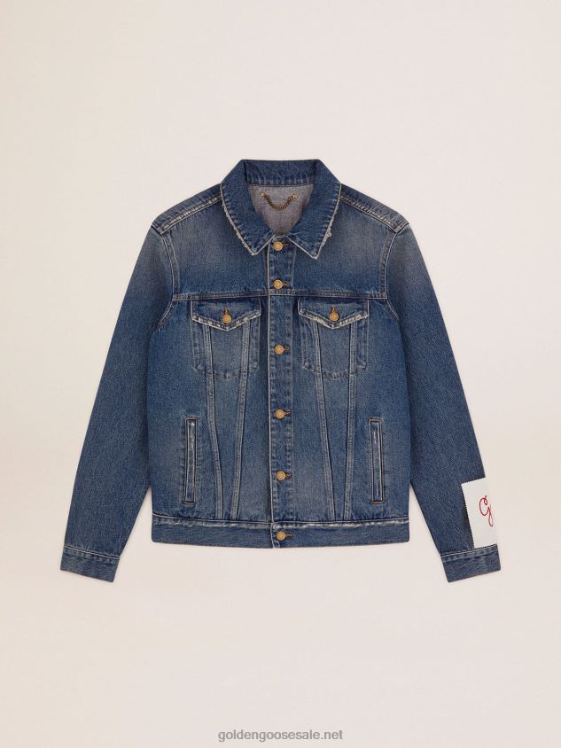 Mid-wash denim jacket with a distressed treatment FN20N769 Men Golden Goose