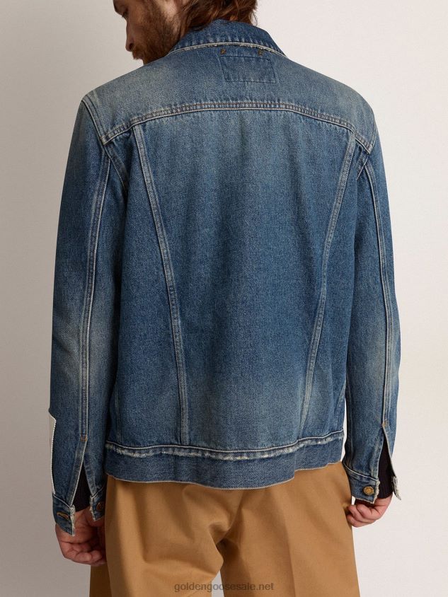 Mid-wash denim jacket with a distressed treatment FN20N769 Men Golden Goose