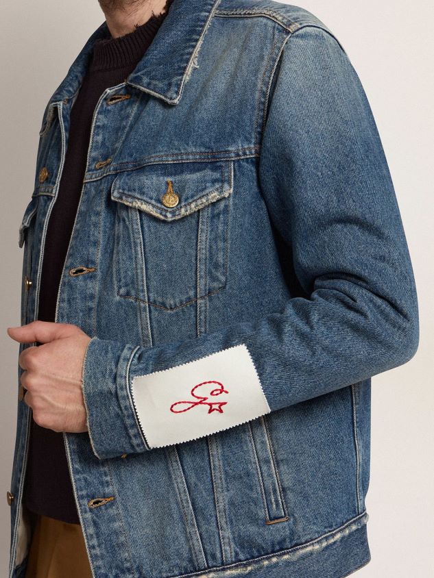 Mid-wash denim jacket with a distressed treatment FN20N769 Men Golden Goose