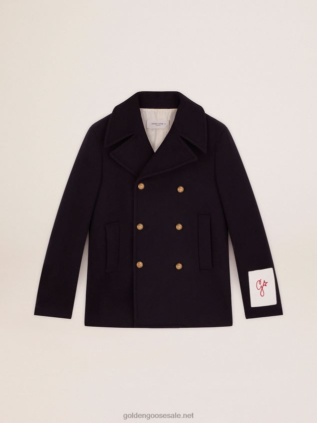 dark blue peacoat with gold-colored heraldic buttons FN20N693 Men Golden Goose