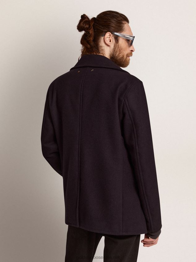 dark blue peacoat with gold-colored heraldic buttons FN20N693 Men Golden Goose