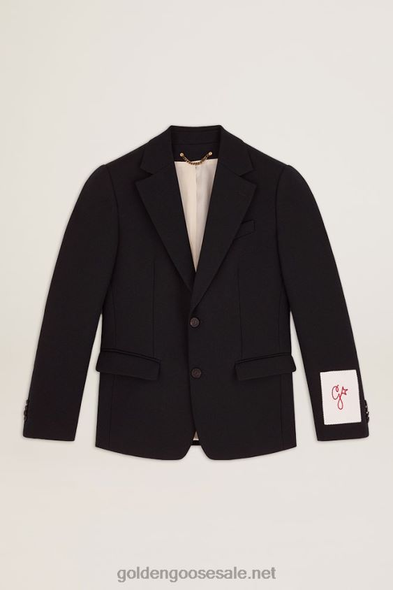 single-breasted blazer in dark blue wool gabardine FN20N812 Men Golden Goose