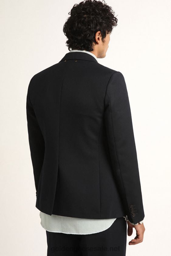 single-breasted blazer in dark blue wool gabardine FN20N812 Men Golden Goose