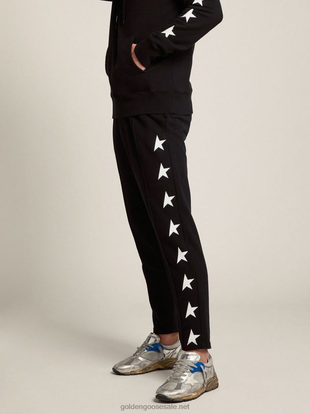 Black joggers with contrasting white stars FN20N761 Men Golden Goose