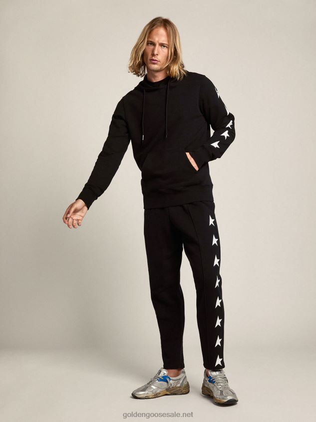 Black joggers with contrasting white stars FN20N761 Men Golden Goose