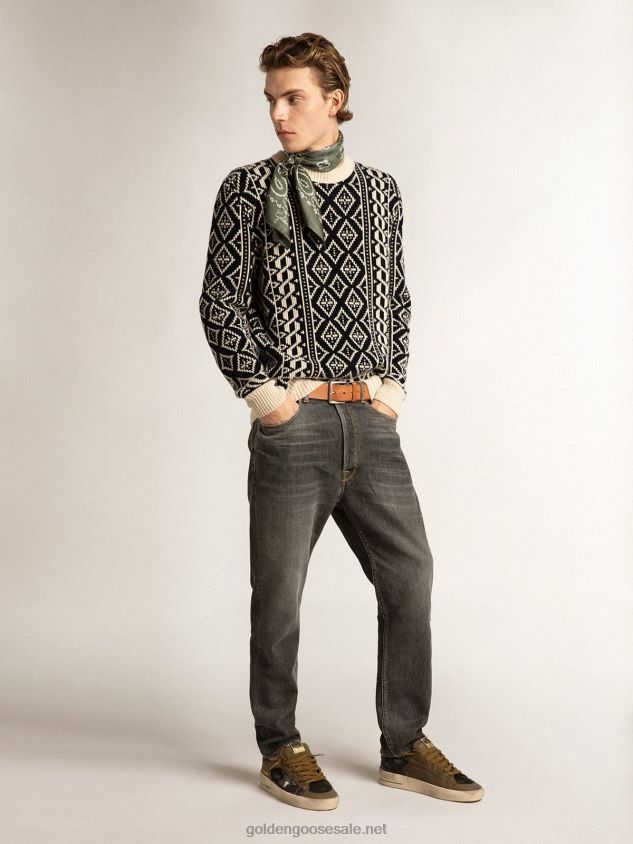Black mid-wash slim-fit jeans FN20N788 Men Golden Goose