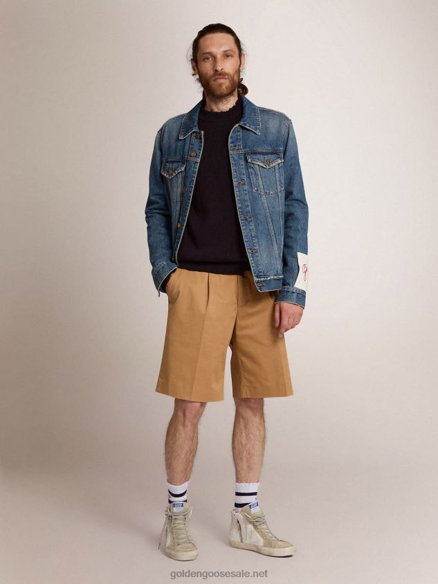 Collection Bermuda shorts in beige cotton FN20N766 Men Golden Goose