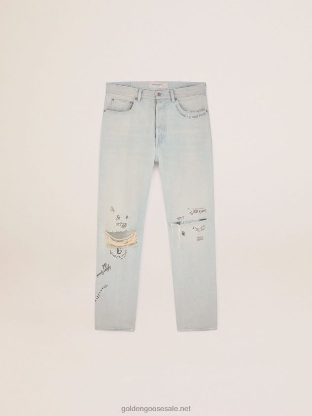 Collection bleached jeans with distressed treatment FN20N716 Men Golden Goose