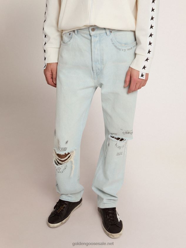Collection bleached jeans with distressed treatment FN20N716 Men Golden Goose
