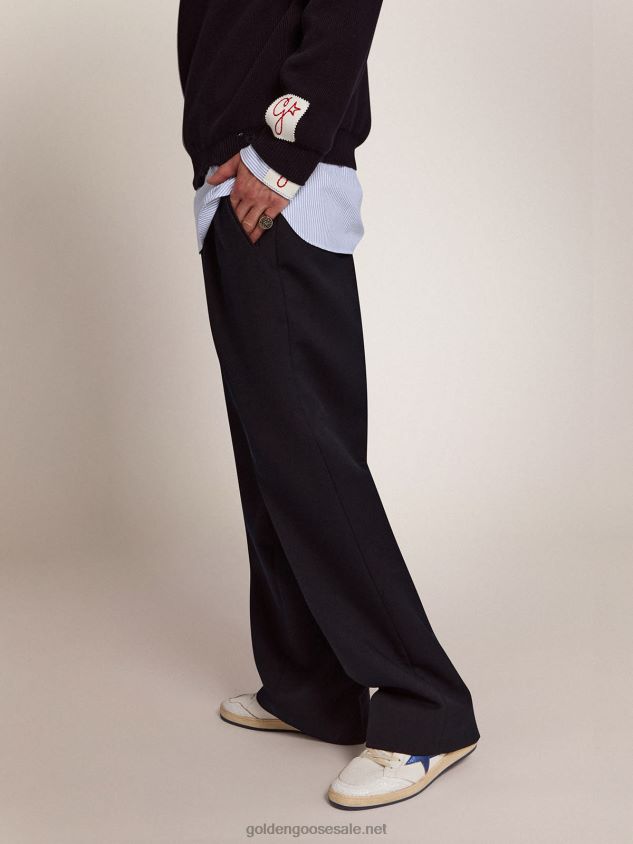 Collection wide leg pants in dark blue wool FN20N826 Men Golden Goose