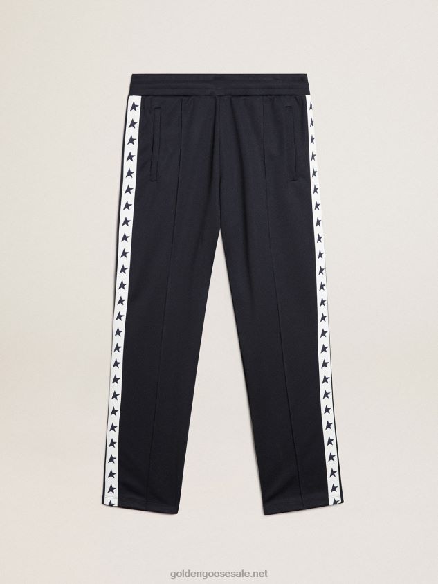 Dark blue joggers with contrasting strip and stars FN20N701 Men Golden Goose