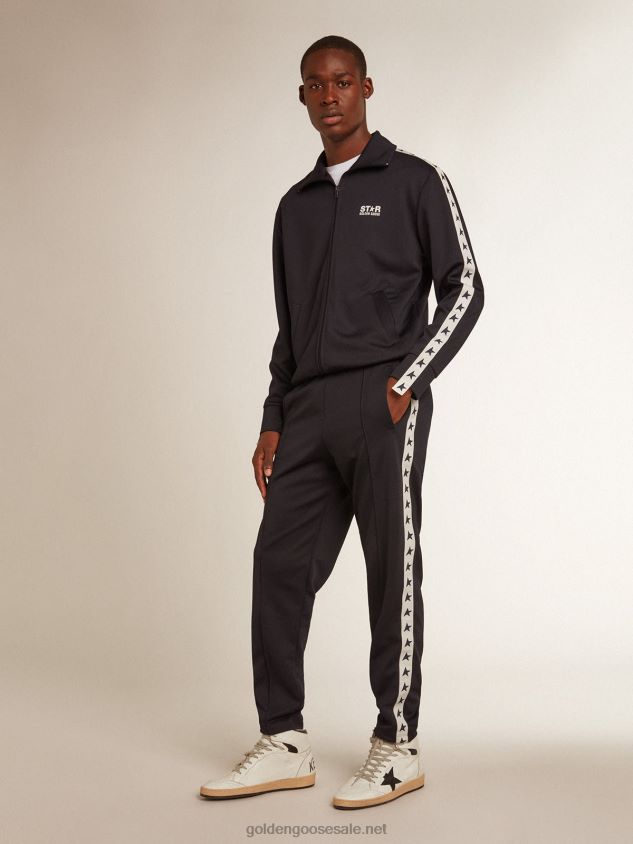 Dark blue joggers with contrasting strip and stars FN20N701 Men Golden Goose
