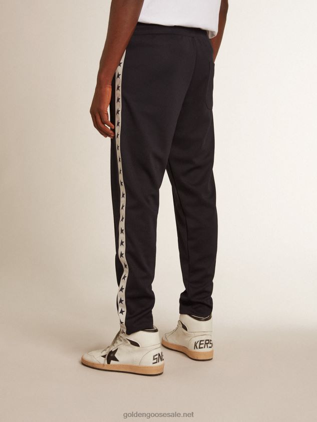 Dark blue joggers with contrasting strip and stars FN20N701 Men Golden Goose