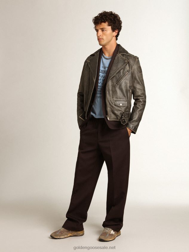 Licorice-colored Journey Collection wide-leg jogging pants FN20N746 Men Golden Goose