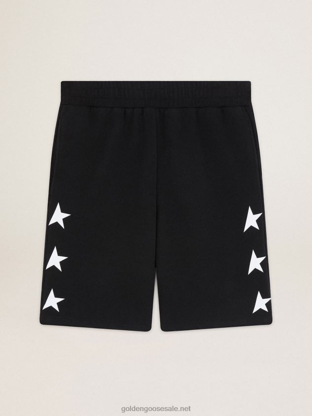 black Bermuda shorts with contrasting white stars FN20N763 Men Golden Goose