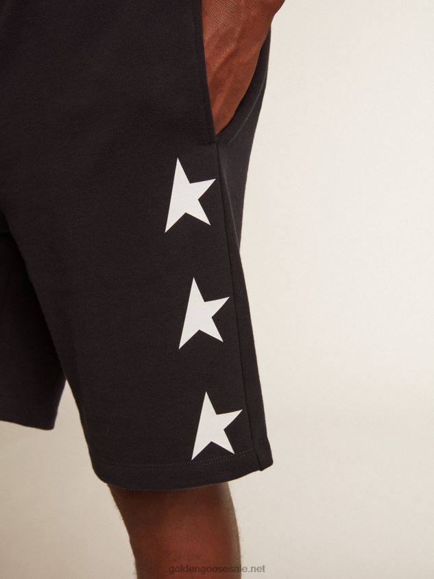 black Bermuda shorts with contrasting white stars FN20N763 Men Golden Goose