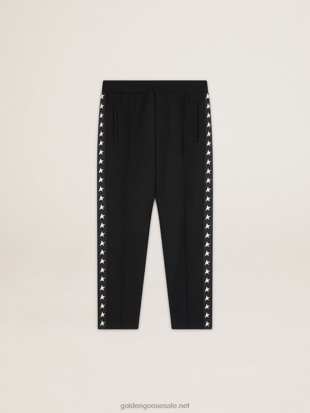 black joggers with white stars on the sides FN20N764 Men Golden Goose