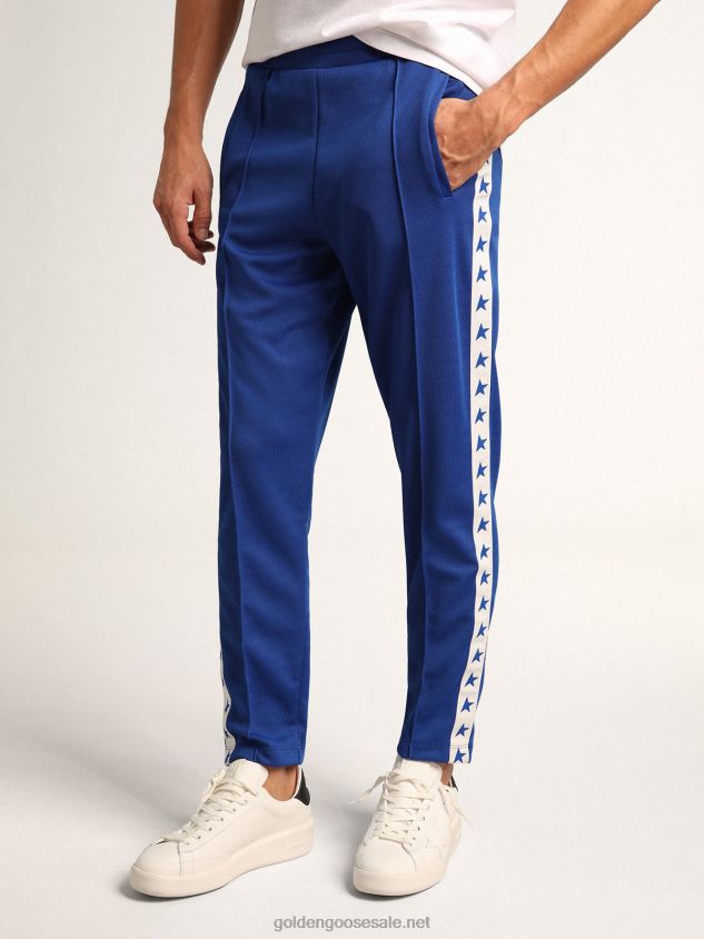 bright blue joggers with stars on the sides FN20N737 Men Golden Goose