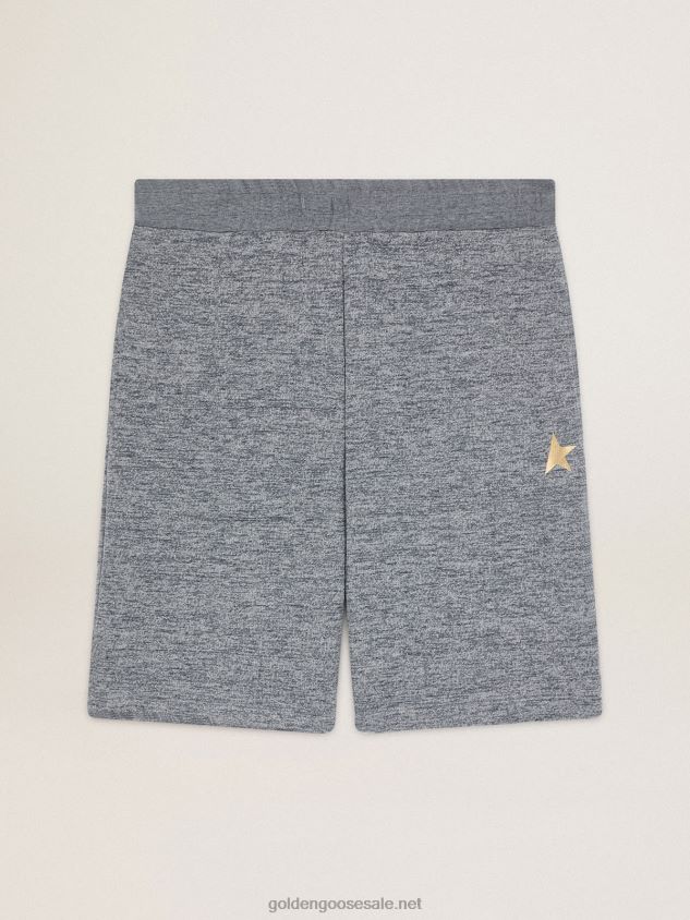 melange gray Bermuda shorts with gold star FN20N748 Men Golden Goose