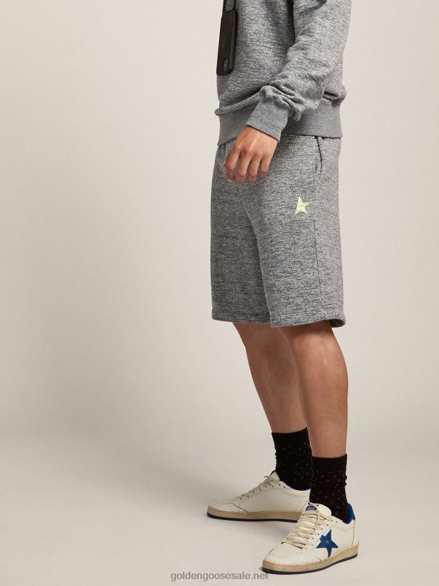 melange gray Bermuda shorts with gold star FN20N748 Men Golden Goose