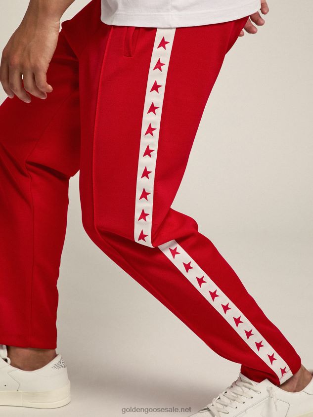 red joggers with red stars on the sides FN20N756 Men Golden Goose
