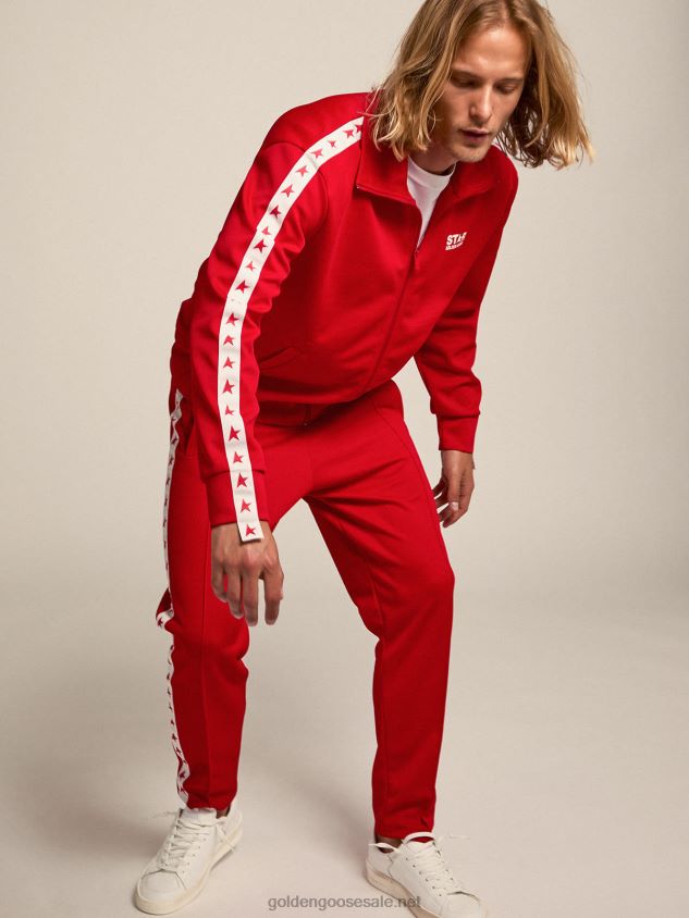 red joggers with red stars on the sides FN20N756 Men Golden Goose