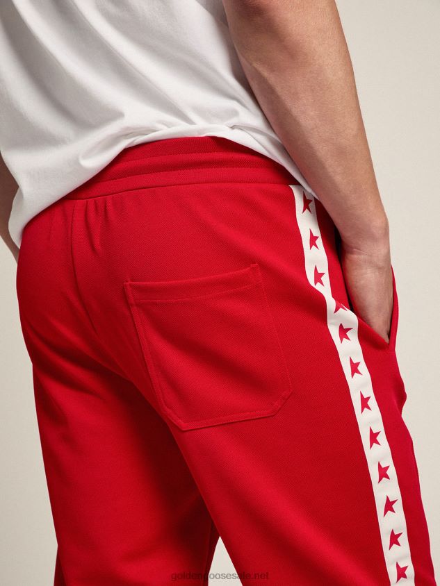 red joggers with red stars on the sides FN20N756 Men Golden Goose