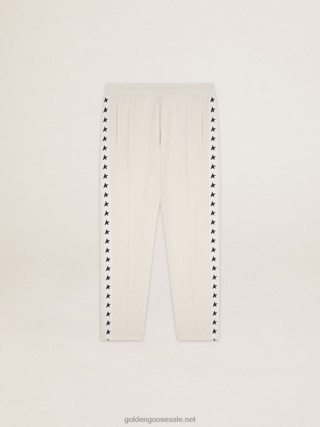 white joggers with black stars on the sides FN20N742 Men Golden Goose