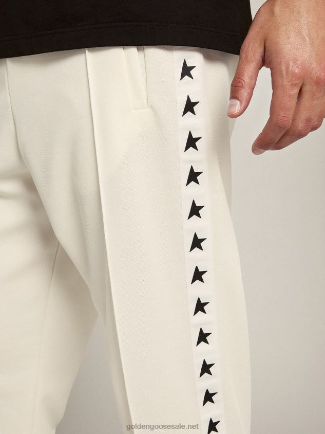 white joggers with black stars on the sides FN20N742 Men Golden Goose