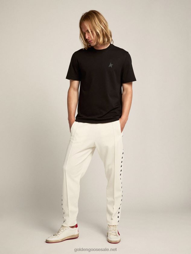 white joggers with black stars on the sides FN20N742 Men Golden Goose