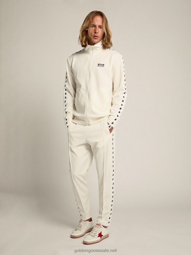 white joggers with black stars on the sides FN20N742 Men Golden Goose