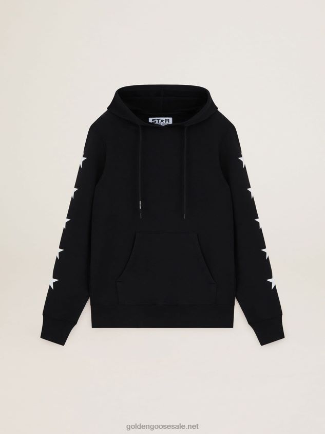 Black Alighiero Star Collection sweatshirt with contrasting white stars FN20N754 Men Golden Goose