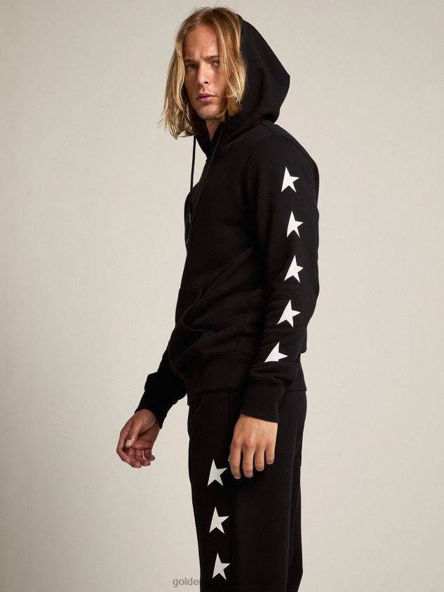 Black Alighiero Star Collection sweatshirt with contrasting white stars FN20N754 Men Golden Goose