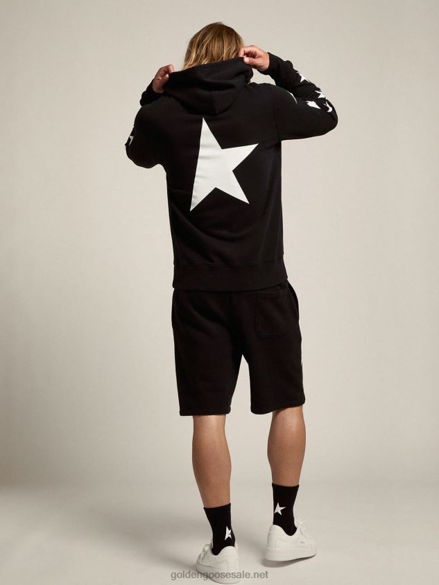 Black Alighiero Star Collection sweatshirt with contrasting white stars FN20N754 Men Golden Goose