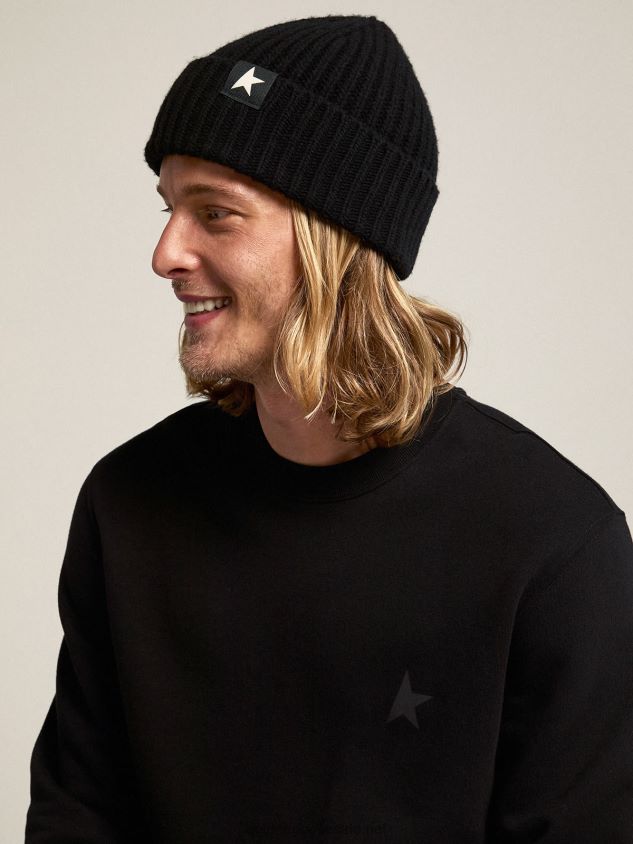 Black Archibald Star Collection sweatshirt with tone-on-tone star on the front FN20N709 Men Golden Goose
