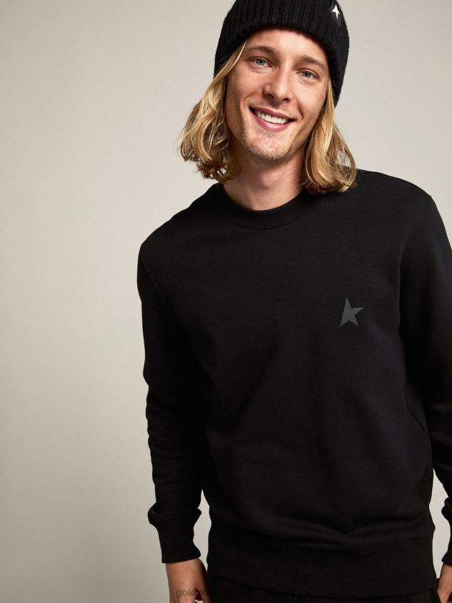 Black Archibald Star Collection sweatshirt with tone-on-tone star on the front FN20N709 Men Golden Goose