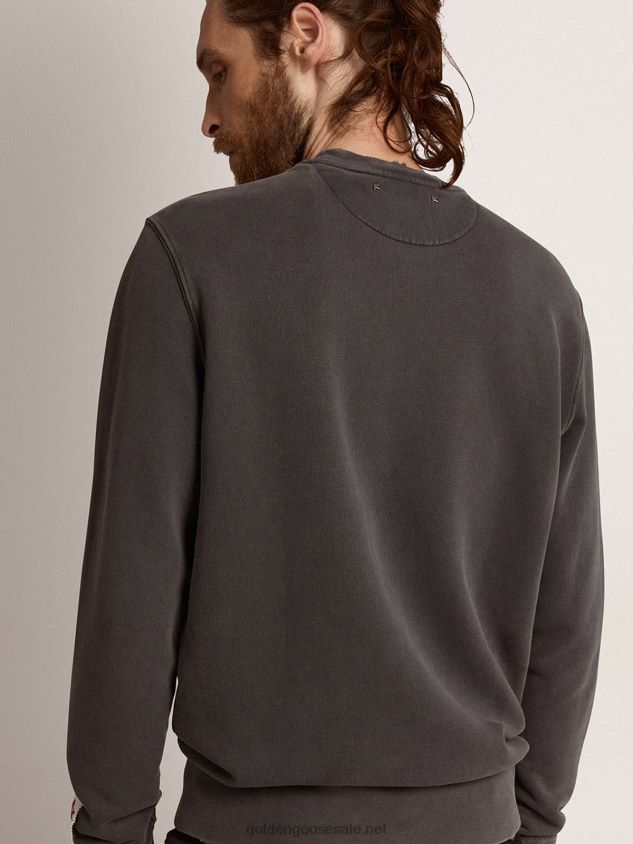Collection sweatshirt with logo in anthracite gray with a distressed treatment FN20N694 Men Golden Goose
